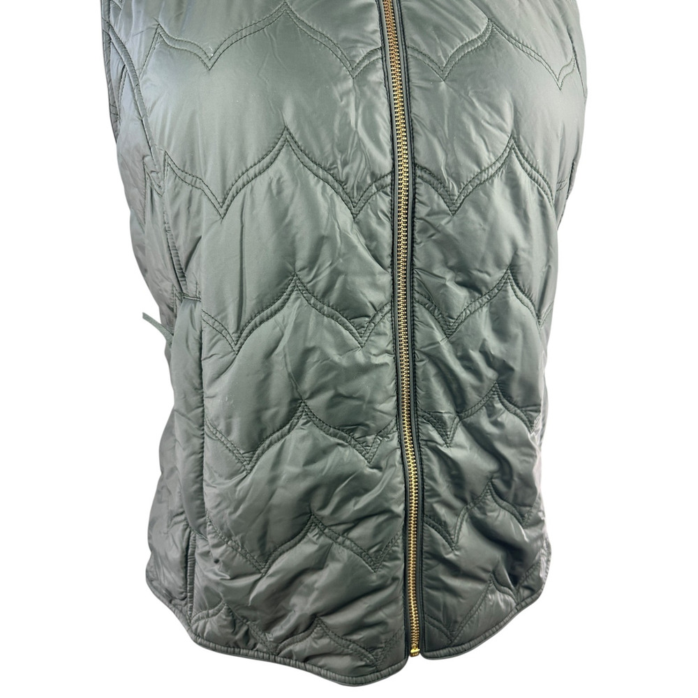 Vineyard Vines Chevron Quilted Whale Tail Vest Green Gold Full Zip Women's Large - Picture 7 of 14